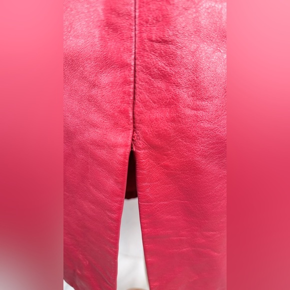 Ralph Lauren Red Leather Mini Dress Size 8 100% Leather Y2K Party Dress - Picture 6 of 15